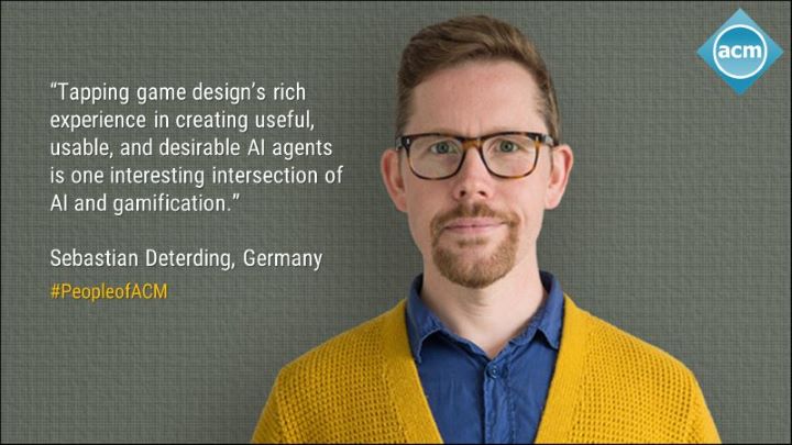 image of Sebastian Deterding; quote: "Tapping game design's rich experience in creating useful, usable, and desirable AI agents is one interesting intersection of AI and gamification."